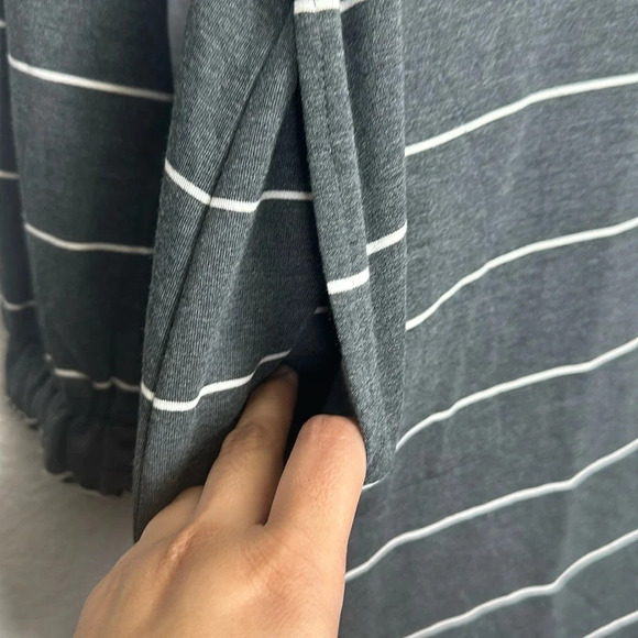 Soma Wknd Grey White Stripes Soft Lace Up Dress Long Sleeve Womens Size Small - Picture 6 of 13